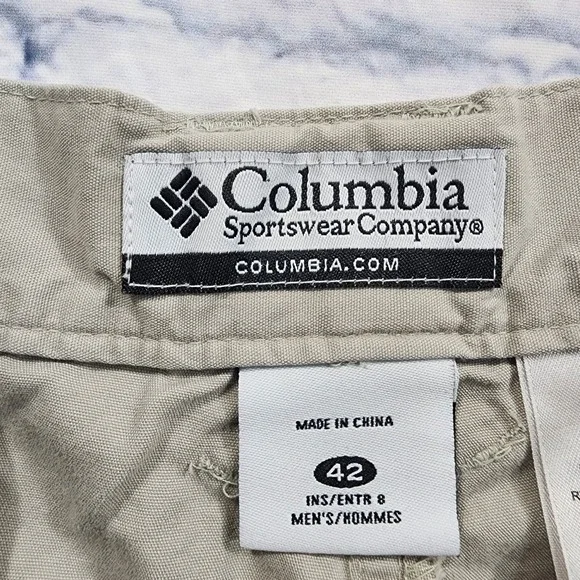Columbia MENS SIZE 42 Tan Cargo Shorts XM4071 Dad 8" Inseam Hiking Outdoor - Picture 7 of 14